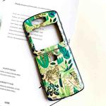 For Motorola Razr 5G IMD Blue Light Jungle Flowers Pattern Folding Phone Protective Case(Leopard)