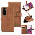 For Samsung Galaxy S20 Copper Buckle Horizontal Flip Leather Phone Case with Holder & Card Slots & Wallet(Brown)