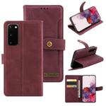 For Samsung Galaxy S20 Copper Buckle Horizontal Flip Leather Phone Case with Holder & Card Slots & Wallet(Maroon)