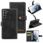 For Samsung Galaxy S21+ 5G Copper Buckle Horizontal Flip Leather Phone Case with Holder & Card Slots & Wallet(Black)