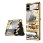 For Samsung Galaxy Z Flip3 5G GKK Marble Pattern Electroplating Glass Phone Case(Marble 05)