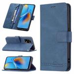 For OPPO A74 4G / F19 4G Magnetic Clasp RFID Blocking Anti-Theft Leather Case with Holder & Card Slots & Wallet(Blue)