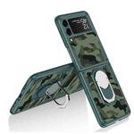 For Samsung Galaxy Z Flip3 5G GKK Foldable Camouflage Armor PC Phone Case with Ring Holder(Green)