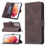 For Samsung Galaxy S21 5G Magnetic Clasp RFID Blocking Anti-Theft Leather Case with Holder & Card Slots & Wallet(Brown)