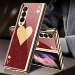 For Samsung Galaxy Z Fold3 5G GKK Electroplating Painted Tempered Glass Phone Case(Heart)