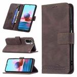 For Xiaomi Redmi Note 10 4G / Note 10S Magnetic Clasp RFID Blocking Anti-Theft Leather Case with Holder & Card Slots & Wallet(Brown)