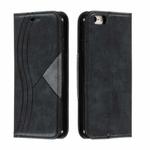 For iPhone 6 Splicing Color Magnetic Hem Horizontal Flip Leather Case with Holder & Card Slots(Black)