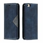 For iPhone 6 Splicing Color Magnetic Hem Horizontal Flip Leather Case with Holder & Card Slots(Blue)