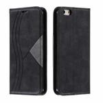 For iPhone 6 Plus Splicing Color Magnetic Hem Horizontal Flip Leather Case with Holder & Card Slots(Black)