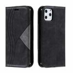 For iPhone 11 Pro Splicing Color Magnetic Hem Horizontal Flip Leather Case with Holder & Card Slots(Black)
