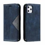 For iPhone 11 Pro Splicing Color Magnetic Hem Horizontal Flip Leather Case with Holder & Card Slots(Blue)