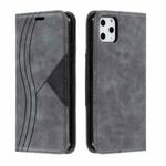 For iPhone 11 Pro Max Splicing Color Magnetic Hem Horizontal Flip Leather Case with Holder & Card Slots(Grey)