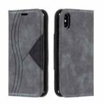 For iPhone X / XS Splicing Color Magnetic Hem Horizontal Flip Leather Case with Holder & Card Slots(Grey)