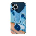 Marble Shockproof TPU Phone Case For iPhone 12 Pro(Blue)
