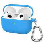 Thicken Silicone Round Bottom Earphone Protective Case with Hook For AirPods 3(Blue)