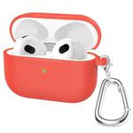 Thicken Silicone Round Bottom Earphone Protective Case with Hook For AirPods 3(Red)