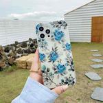 For iPhone 12 / 12 Pro Plating Transparent Double-sided Film IMD TPU Phone Case(Blue Rose DX-56)