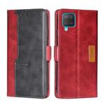 For Samsung Galaxy M12 / F12 Retro Texture Contrast Color Buckle Horizontal Flip Leather Case with Holder(Red+Black)