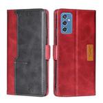 For Samsung Galaxy M52 5G Retro Texture Contrast Color Buckle Horizontal Flip Leather Case with Holder(Red+Black)