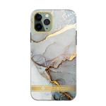 For iPhone 13 Dual-side Laminating IMD Plating Golden Circle Marble Pattern TPU Phone Case(Grey Gilt DX-64)
