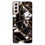 For Samsung Galaxy S22 5G Marble Pattern Shockproof TPU Protective Case(Rhombus Black)