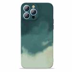 For iPhone 13 Pro Max Watercolor TPU Shockproof Phone Case (Turquoise)