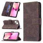 For iPhone 13 Magnetic Clasp RFID Blocking Anti-Theft Leather Case with Holder & Card Slots & Wallet(Brown)
