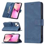For iPhone 13 Magnetic Clasp RFID Blocking Anti-Theft Leather Case with Holder & Card Slots & Wallet(Blue)