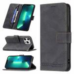 For iPhone 13 Pro Magnetic Clasp RFID Blocking Anti-Theft Leather Case with Holder & Card Slots & Wallet (Black)