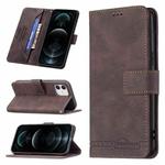 For iPhone 12 / 12 Pro Magnetic Clasp RFID Blocking Anti-Theft Leather Case with Holder & Card Slots & Wallet(Brown)