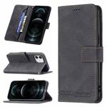 For iPhone 12 / 12 Pro Magnetic Clasp RFID Blocking Anti-Theft Leather Case with Holder & Card Slots & Wallet(Black)