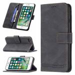 For iPhone SE 2022 / SE 2020 / 8 / 7 Magnetic Clasp RFID Blocking Anti-Theft Leather Case with Holder & Card Slots & Wallet(Black)
