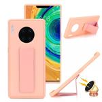 For Huawei Mate 30 Shockproof PC + TPU Protective Case with Wristband & Holder(Pink)