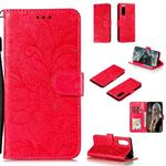 For Sony Xperia 5 Lace Flower Horizontal Flip Leather Case with Holder & Card Slots & Wallet & Photo Frame(Red)