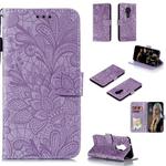 For Nokia 7.2 Lace Flower Horizontal Flip Leather Case with Holder & Card Slots & Wallet & Photo Frame(Purple)