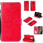 For Nokia 7.2 Lace Flower Horizontal Flip Leather Case with Holder & Card Slots & Wallet & Photo Frame(Red)