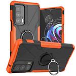 For Motorola Edge 20 Pro Armor Bear Shockproof PC + TPU Phone Protective Case with Ring Holder(Orange)