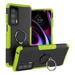 For Motorola Edge 2021 Armor Bear Shockproof PC + TPU Phone Protective Case with Ring Holder(Green)