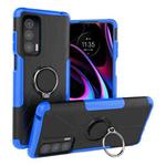 For Motorola Edge 2021 Armor Bear Shockproof PC + TPU Phone Protective Case with Ring Holder(Blue)