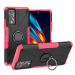 For Tecno Pova 2 Armor Bear Shockproof PC + TPU Phone Protective Case with Ring Holder(Rose Red)