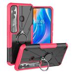 For Tecno Spark 7 Pro Armor Bear Shockproof PC + TPU Phone Protective Case with Ring Holder(Rose Red)
