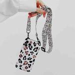 For iPhone 13 Cat Ear Leopard Print TPU Straight Edge Phone Case with Lanyard(White)