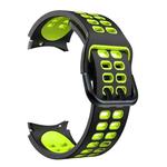 For Samsung Galaxy Watch4 40mm / 44mm Double-row Hole Two-color Silicone Watch Band(Black Lime Green)