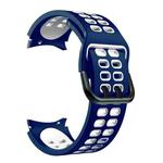 For Samsung Galaxy Watch4 40mm / 44mm Double-row Hole Two-color Silicone Watch Band(Midnight Blue White)