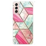 For Samsung Galaxy S22 5G Abstract Marble Pattern TPU Phone Protective Case(Pink Green)