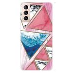 For Samsung Galaxy S22 5G Abstract Marble Pattern TPU Phone Protective Case(Blue Red Triangle)
