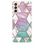 For Samsung Galaxy S22 5G Abstract Marble Pattern TPU Phone Protective Case(Green Purple)