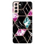 For Samsung Galaxy S22+ 5G Abstract Marble Pattern TPU Phone Protective Case(Purple Black)