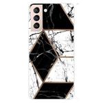 For Samsung Galaxy S22+ 5G Abstract Marble Pattern TPU Phone Protective Case(Black and White)