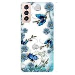 For Samsung Galaxy S22 5G Colored Drawing Pattern High Transparent TPU Phone Protective Case(Chrysanthemum Butterfly)